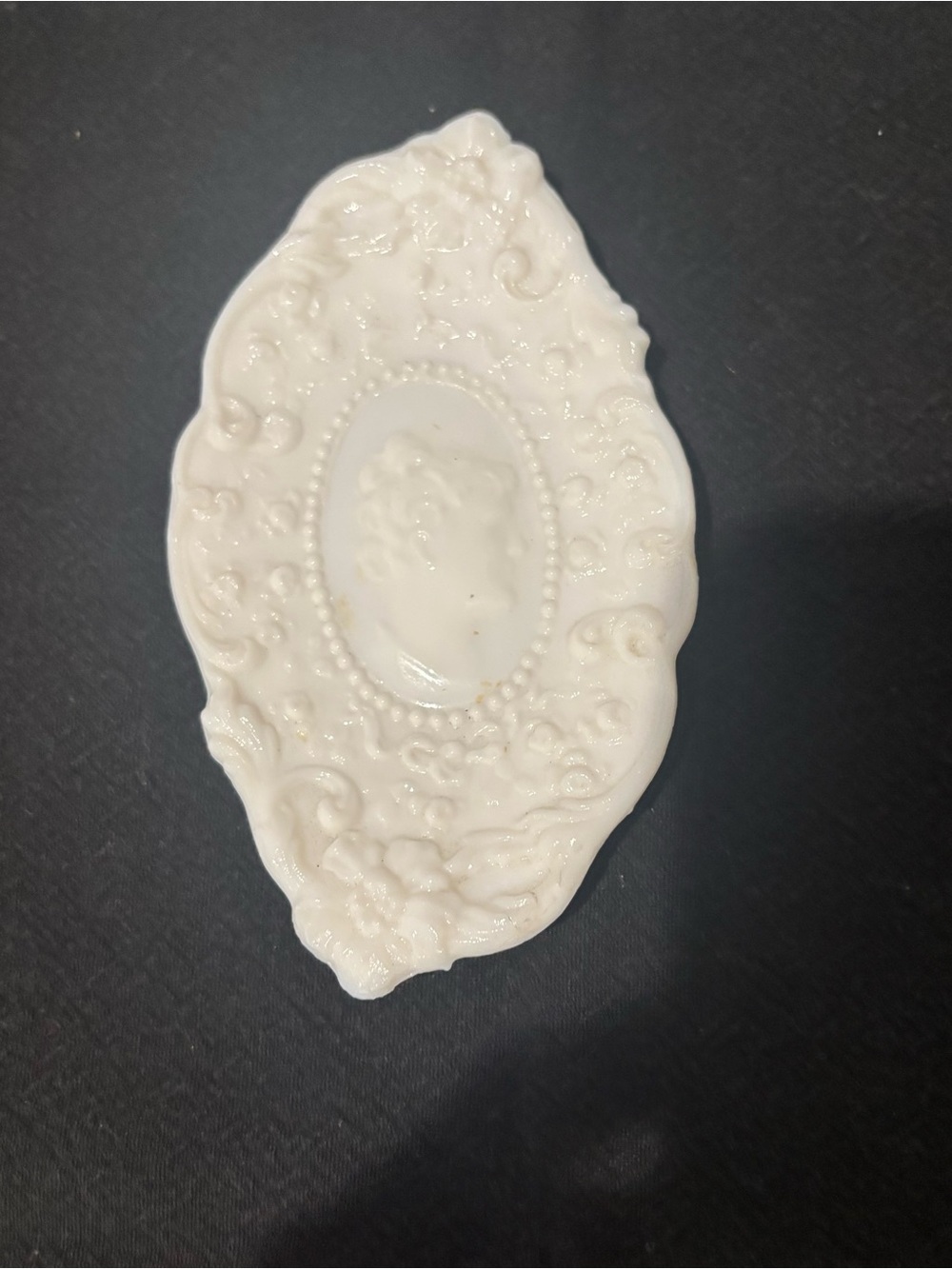 Ornate Cream Cameo Vanity Tray - Decorative Resin Accent